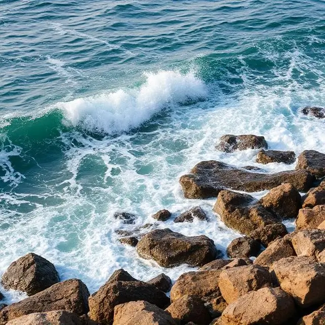 Ocean waves crashing on rocks