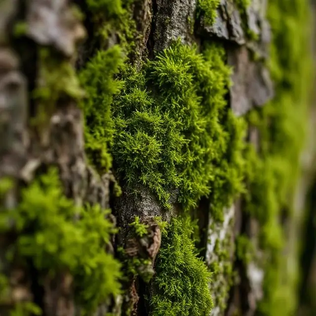 Close up of moss on a tree bark