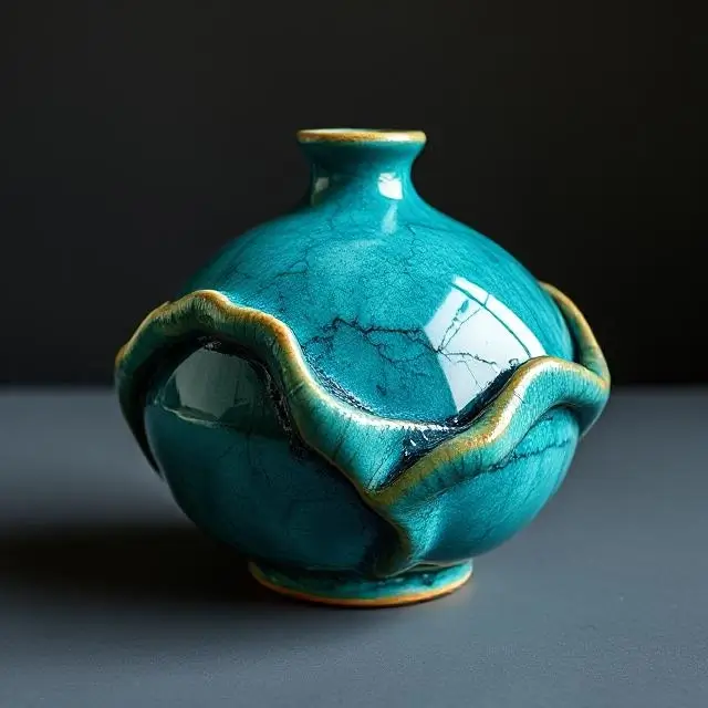 Ceramic piece in a vibrant teal.