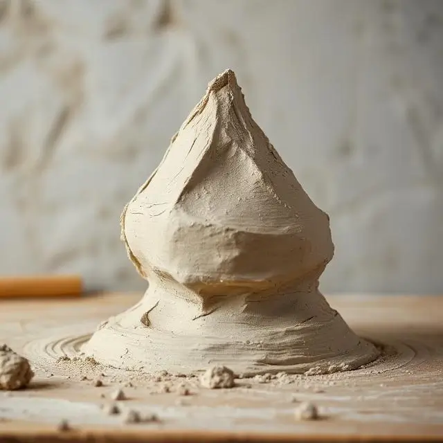 Clay being wedged on a table