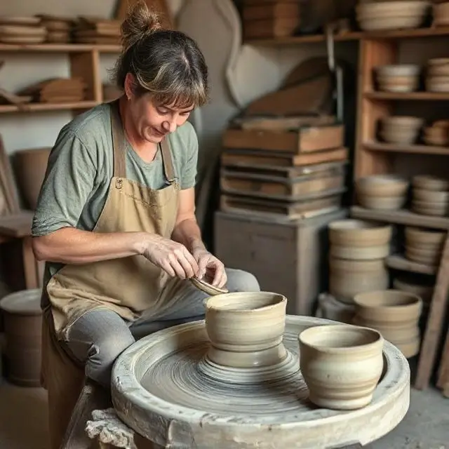 Founder working at the pottery wheel