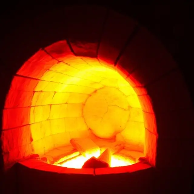 Glowing hot kiln.