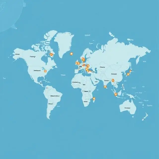 Map indicating domestic shipping